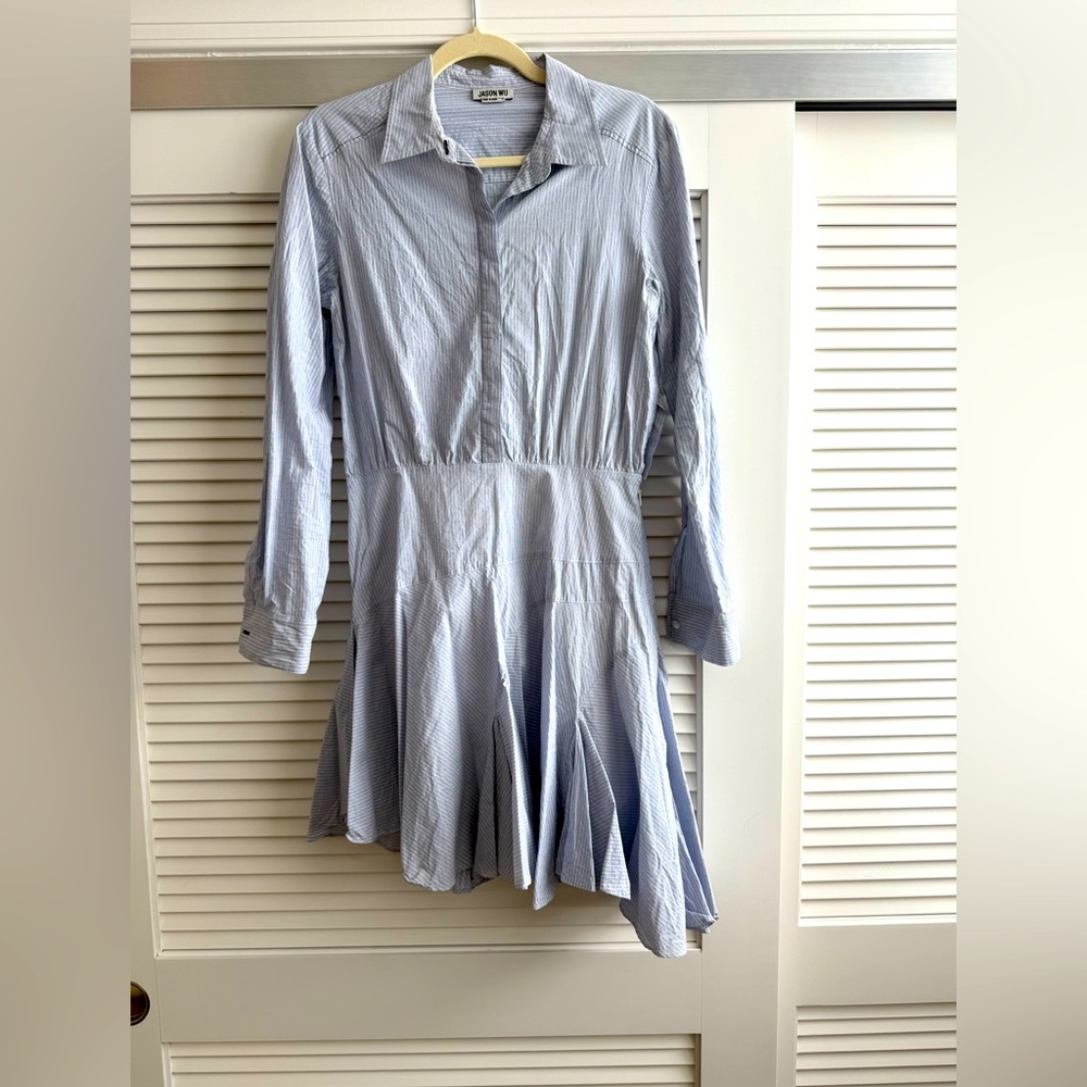 Jason Wu Blue Fit and Flare Long Sleeve Dress